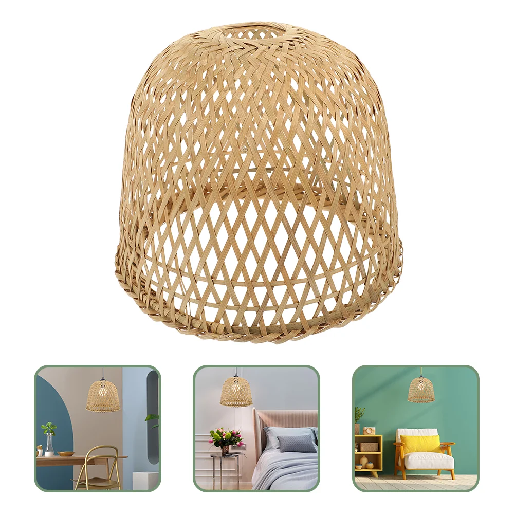 

2 Pcs Bamboo Lampshade Hanging Replacement Woven Decorate Restaurant Pendant Ceiling Weaving Light Cover Screen