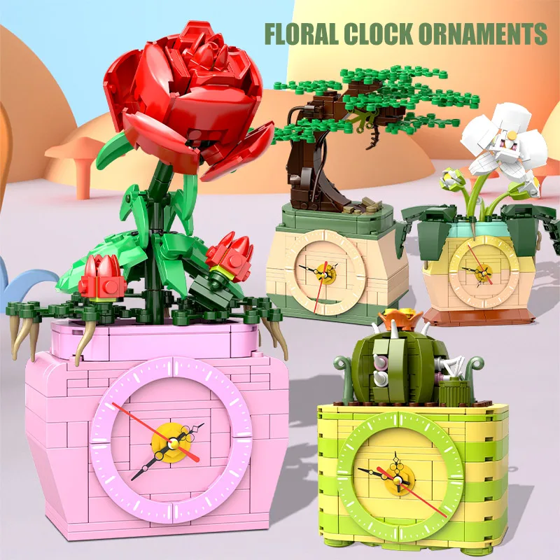 

Friends Flowers Bouquet Potted Plants Building Blocks DIY City Orchid Cactus Rose Decoration Bricks Toys For Girls Gifts