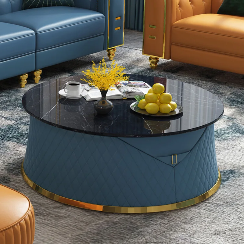 

Round Marble Coffee Table Luxury Tv Cabinet Modern Living Room Side Table
