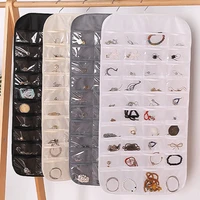 80 pockets double sided jewelry storage bag display closet organizer hanging holder for dress earrings necklace ring bracelet
