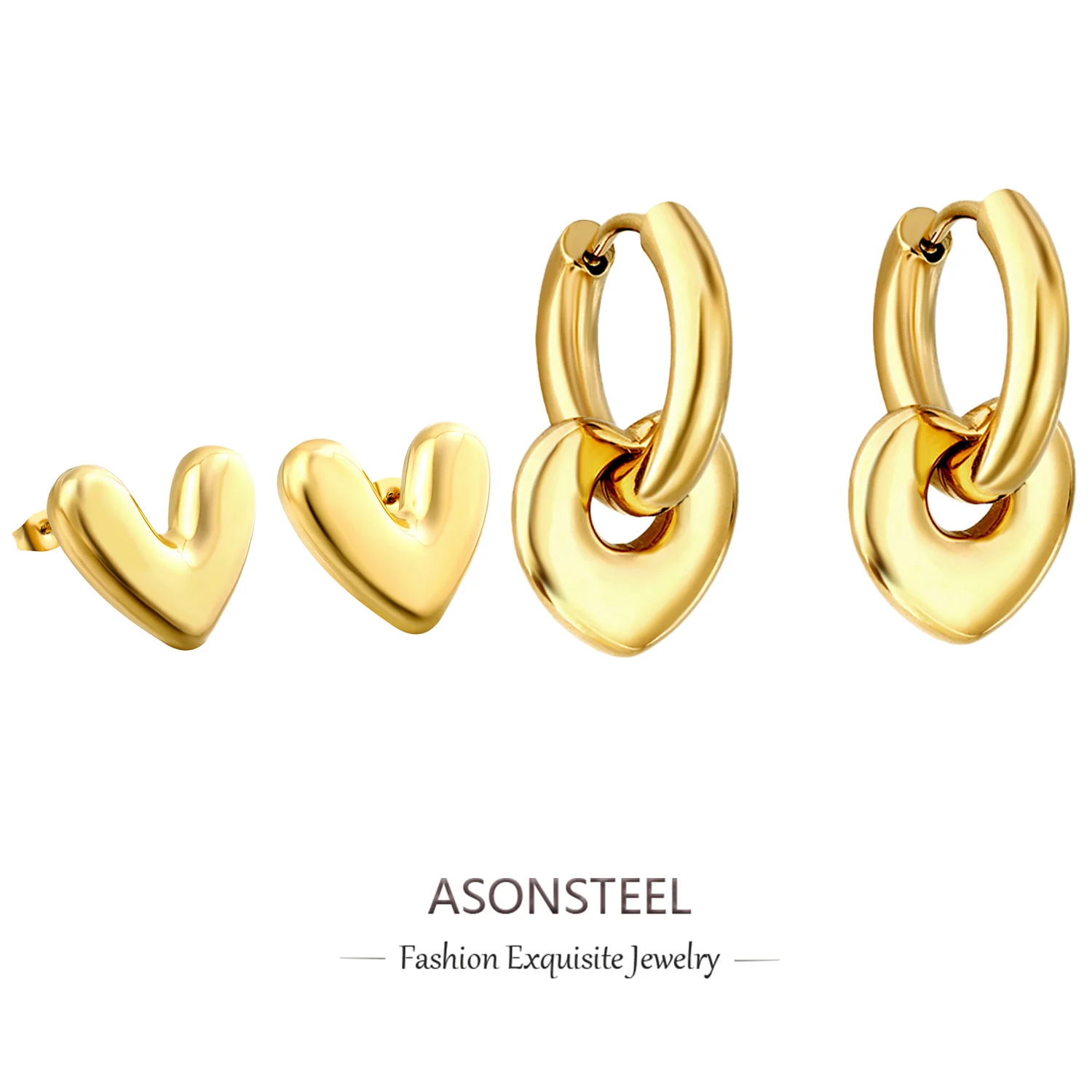 ASONSTEEL романтические серьги-капли в форме сердца из нержавеющей стали