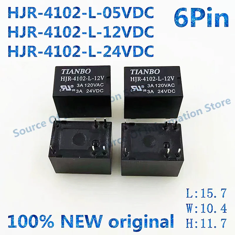 50 шт. реле TIANBO HJR-4102-L-24V 05V 12VDC 6Pin 3A120VAC