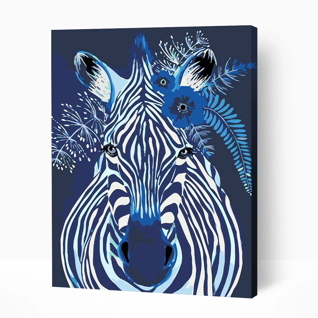 

tapb DIY Painting By Numbers Animal Blue Zebra Coloring By Numbers Adults For Handpainted On Canvas Home Wall Art Decor