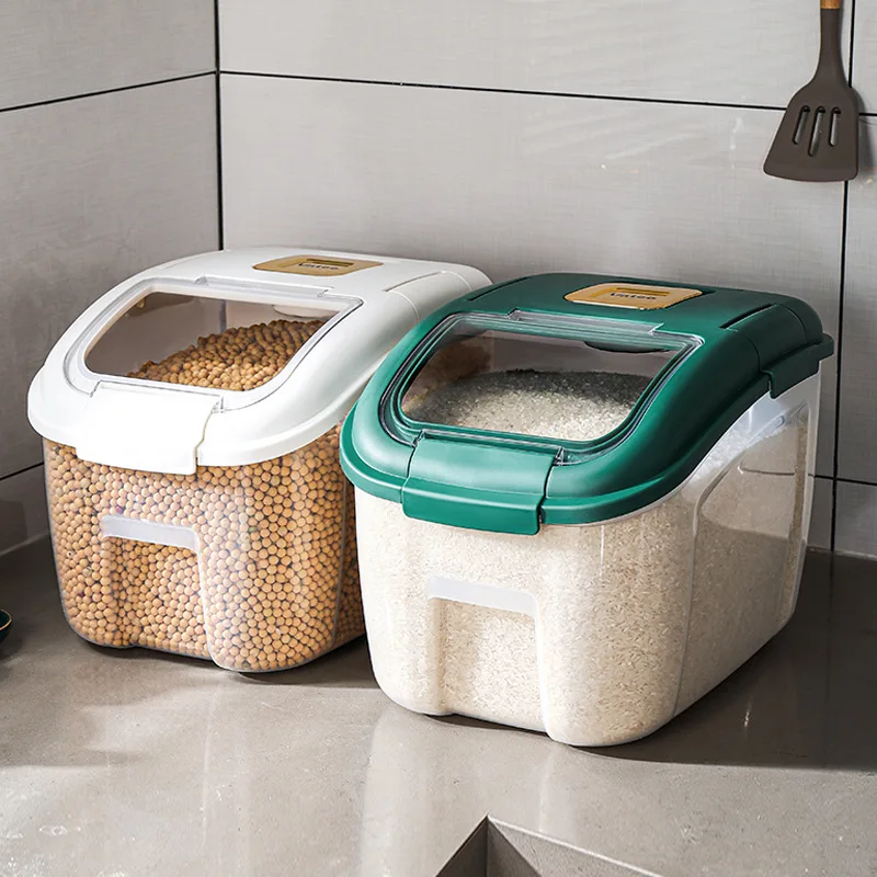 

25kg High Capacity Sealed Rice Bucket Food Storage Container Kitchen Accessories Organizers Moisture Proof Cereal Dispenser