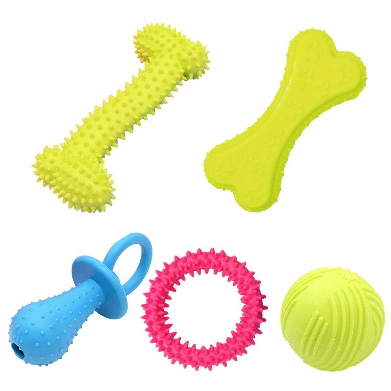 

1PCS Small Dogs Rubber Bite Toy Puppy Chew Resistance TPR Thorn Squeak Interactive Pet Playing Funny Teeth Cleaning Accessories