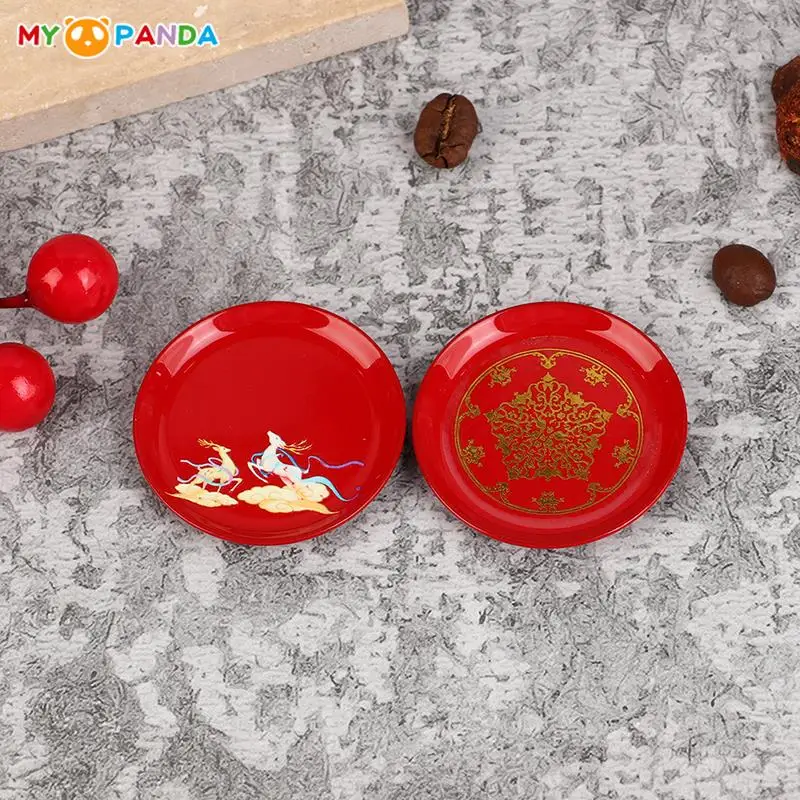 

Dollhouse Miniature Simulation Red Color Disk Fruit Dish Food Tray Tableware Modle DIY DollHouse Kitchen Scene Decor Accessories