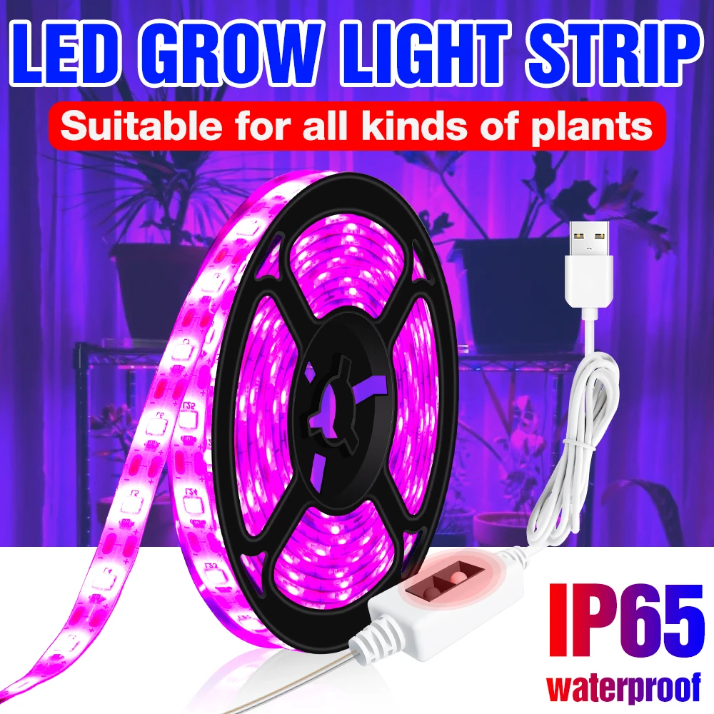 

LED 5V Grow Light Tape Diode Lamp 0.5M 1M 2M 3M LED Full Spectrum Phyto Grow LED Flower Plant Lamp Strip USB Hydroponics Seeds