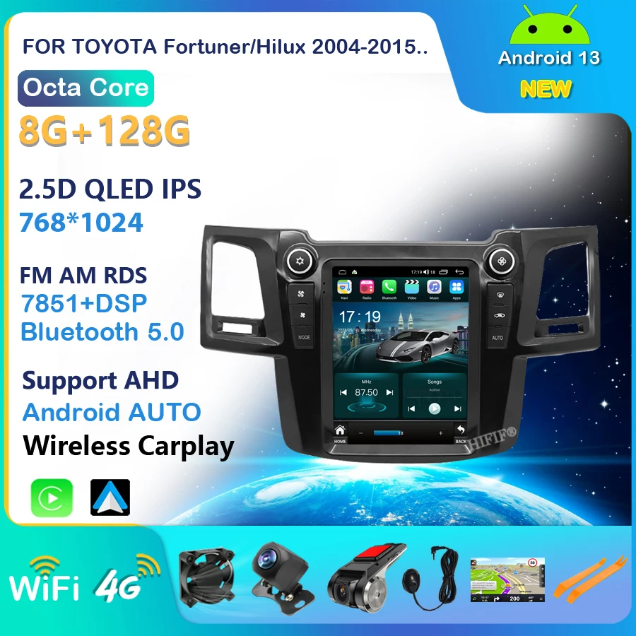 

Автомобильный GPS-навигатор для TOYOTA Fortuner/Hilux 2004-2015, автомобильный стерео Мультимедийный проигрыватель в стиле Tesla (поддерживает только автомобиль)