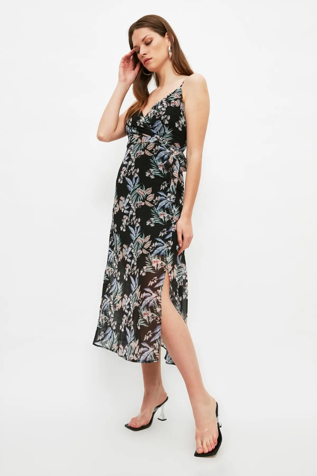 Trendyol Yellow Flower Print Dress TWOSS19EL0107 | Женская одежда