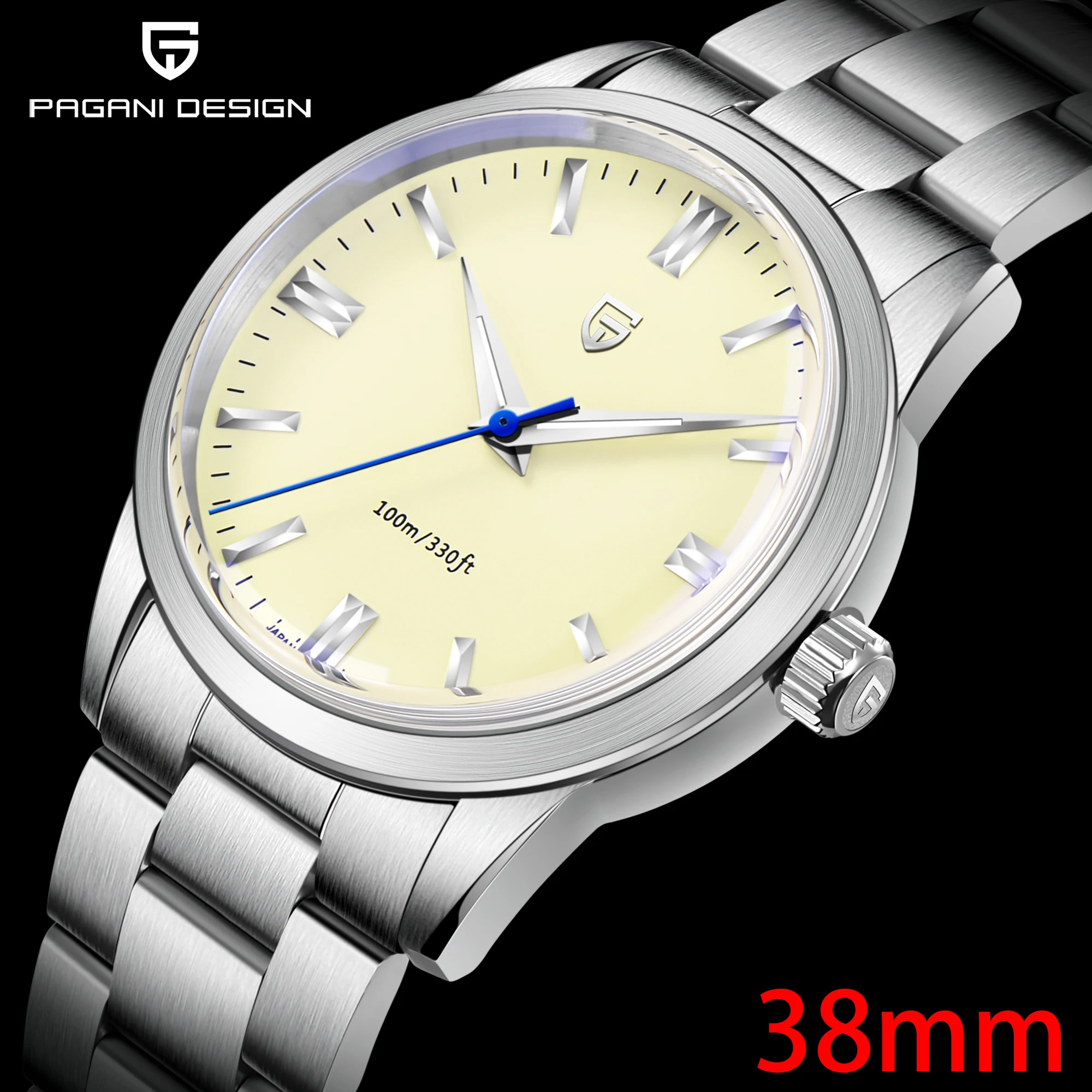 Enlarge 2023 Top PAGANI DESIGN New Men's Watch Sapphire Stainless Steel Watch Simple Fashion 100m Waterproof Male Clock 38MM VH31 PD1731
