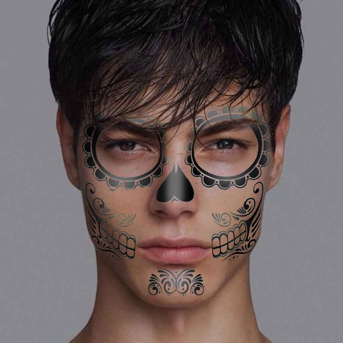 

Faceskeletonof Dead Day The Temporarypaper Waterproofaccessory Tattos Diy Tracing Black Decal Sticker Stickers Adults Mexican