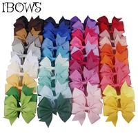 20 40pcs colors 3 solid grosgrain ribbon hair bows for girl hair clip boutique hairpin bow headwear kids hair accessories
