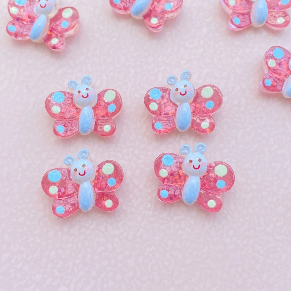 12 шт. новые милые резиновые Мультяшные цветные бабочки серия с плоской задней