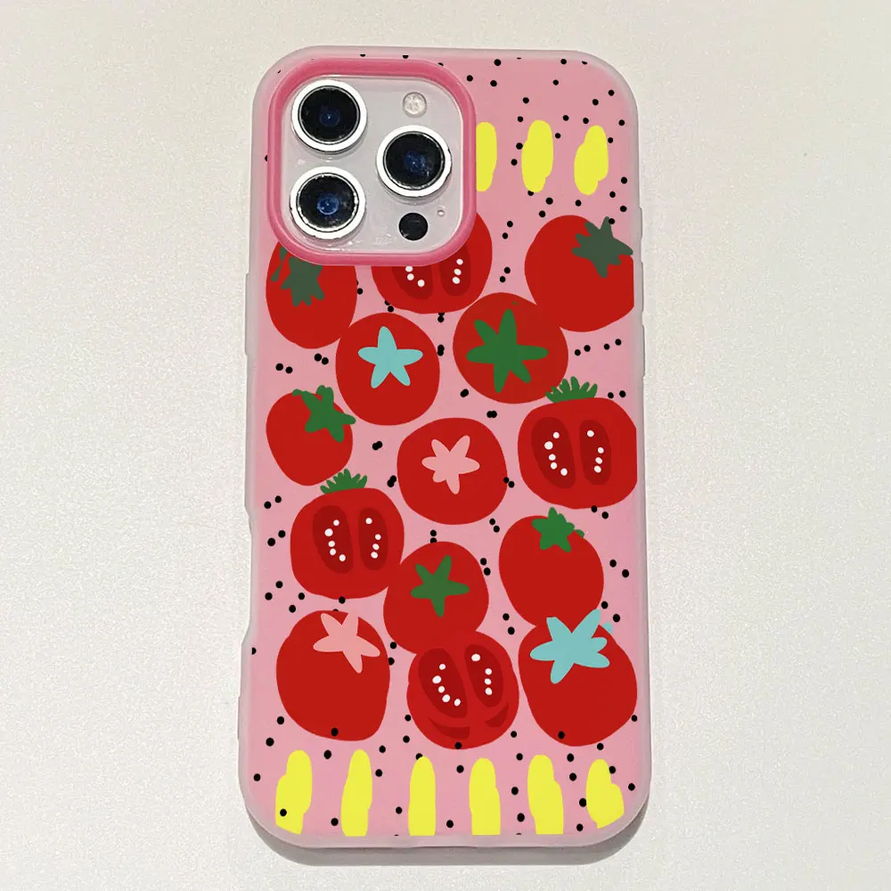 Фото Противоударный чехол-бампер для Redmi Note 14 11 10 13 12 Pro Plus 5G 4G 14C 13C 15C, матовый, 2-в-1, с акварельным рисунком «Томат» №5