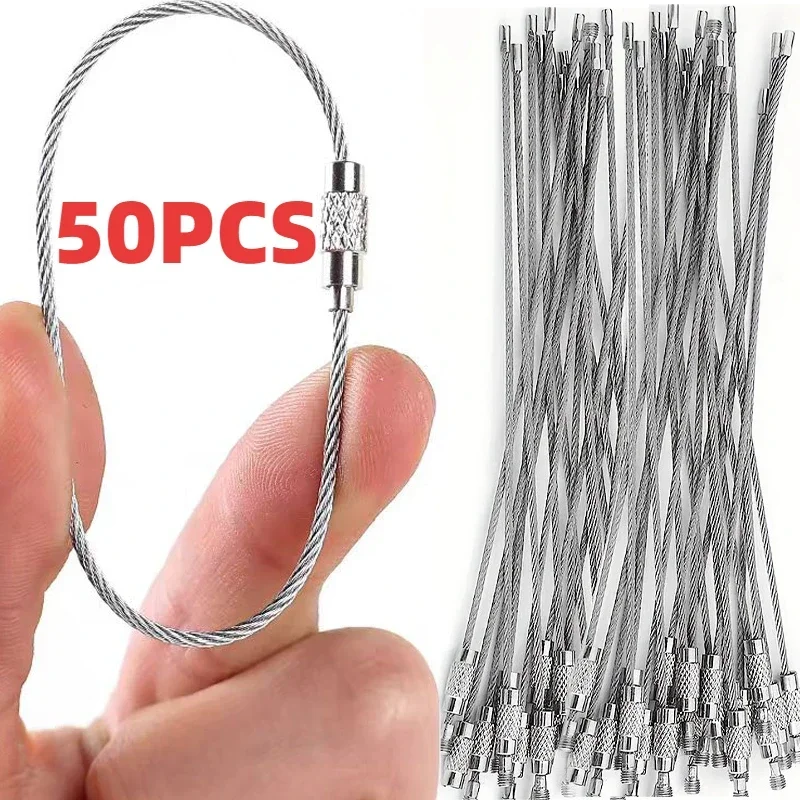 

Брелок из нержавеющей стали, металлическая бирка, веревки, петля для кабеля, брелок для ключей, круг, винт, замок, гаджет, кольцо, ключ, подвесной инструмент для лагеря, фурнитура