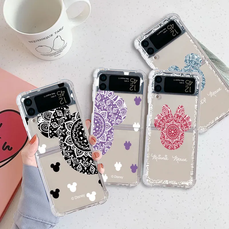 

Luxury Case For Samsung Galaxy Z Flip 3 4 5G Funda Z Flip3 Clear PC Hard Shockproof Back Phone Coque Mickey And Minnie Cute