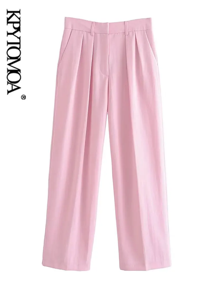 

Брюки KPYTOMOA женские прямые, Модные Винтажные штаны с завышенной талией, с молнией спереди, дротики, полная длина