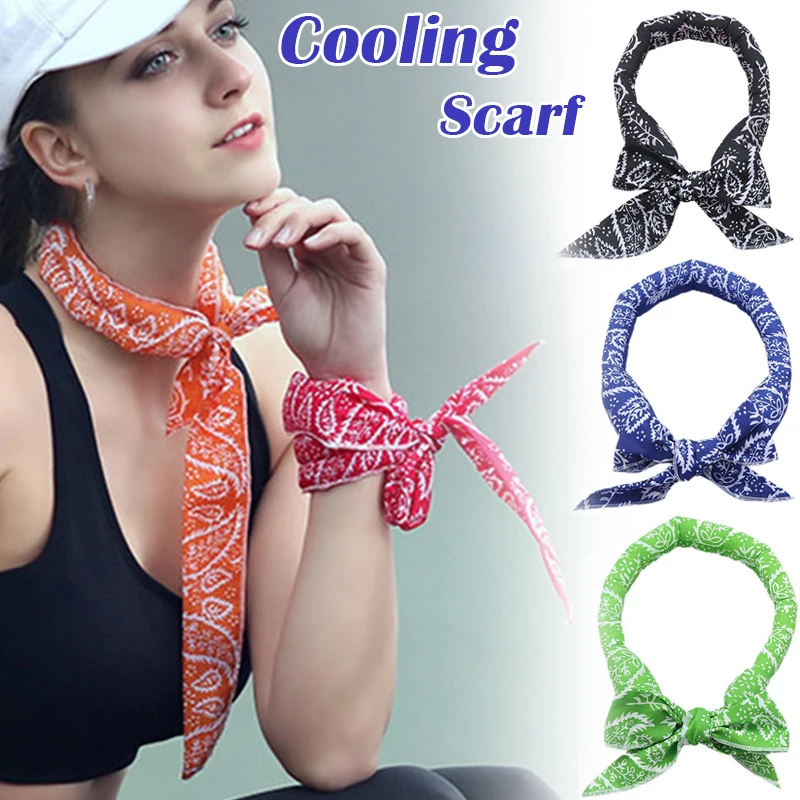 Summer Scarf Neck Cooler Bandana Summer Body Ice Cooling Wrap Tie Refreshing Scarf Headband Multifunction Wrist Towels Headband