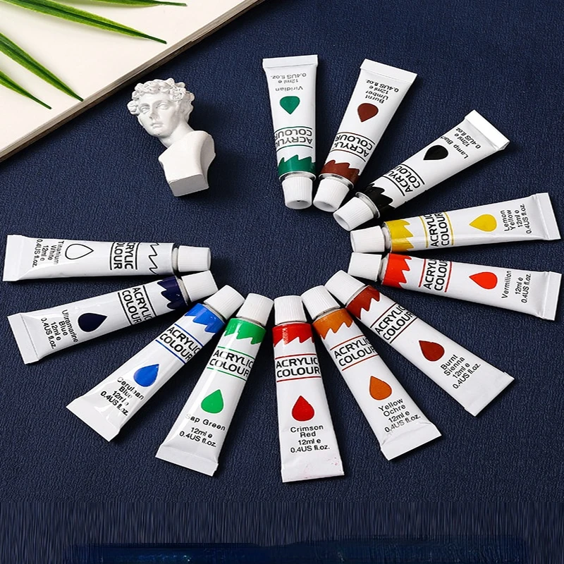 12ml Acrylic Paint Set 12/18 Color Ceramic DIY Paint Suitable for Beginners Painting Art Supplies Stationery Lovers Students