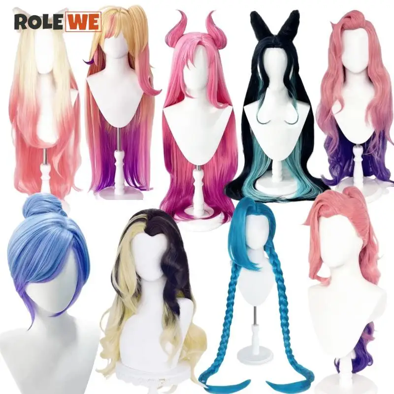Парик для косплея LOL KDA The Baddest Ahri Akali Kaisa Evelynn Seraphine Женский термостойкий парик +