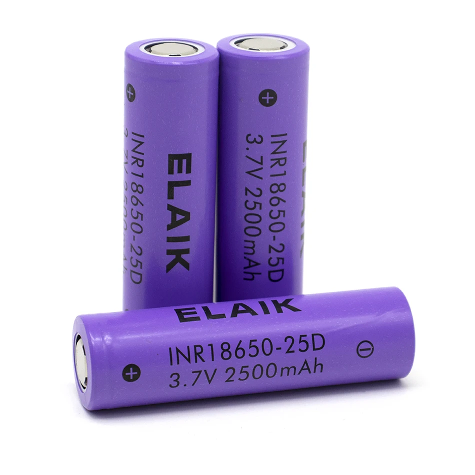 

ELAIK 12PCS Inr18650 3,7 v 2500mah wiederauf ladbare Lithium batterie Batterie stabile Leistung 20a Batterie 25d-flacher Kopf