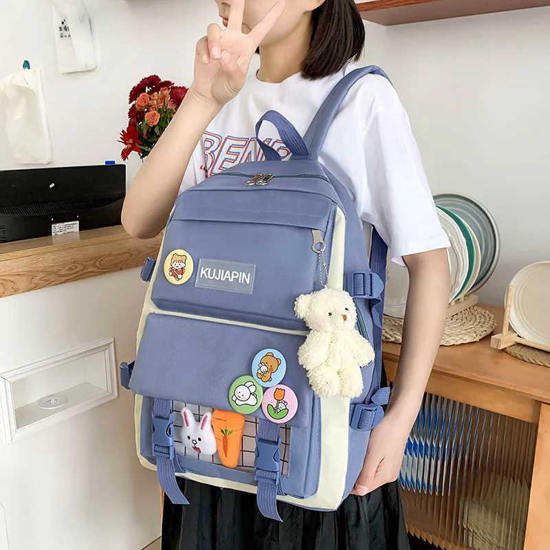 4 Pcs Set Backpacks For Teenagers Girls Canvas Kawaii Student Book bags Summer Cute children school bags kids Bagpack Mochila