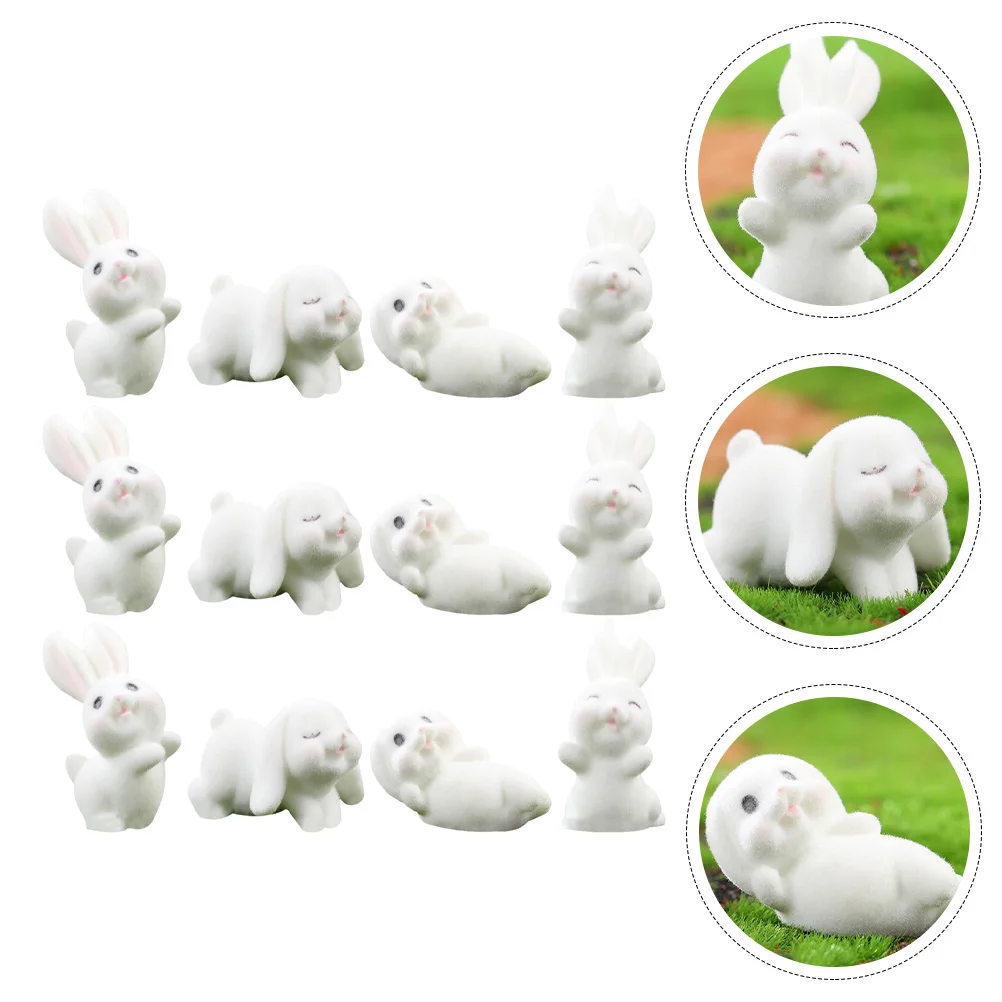 

12pcs Decorative Miniature Desktop Rabbit Ornaments Rabbit Figurine Bunny Statue Bunny Crafts