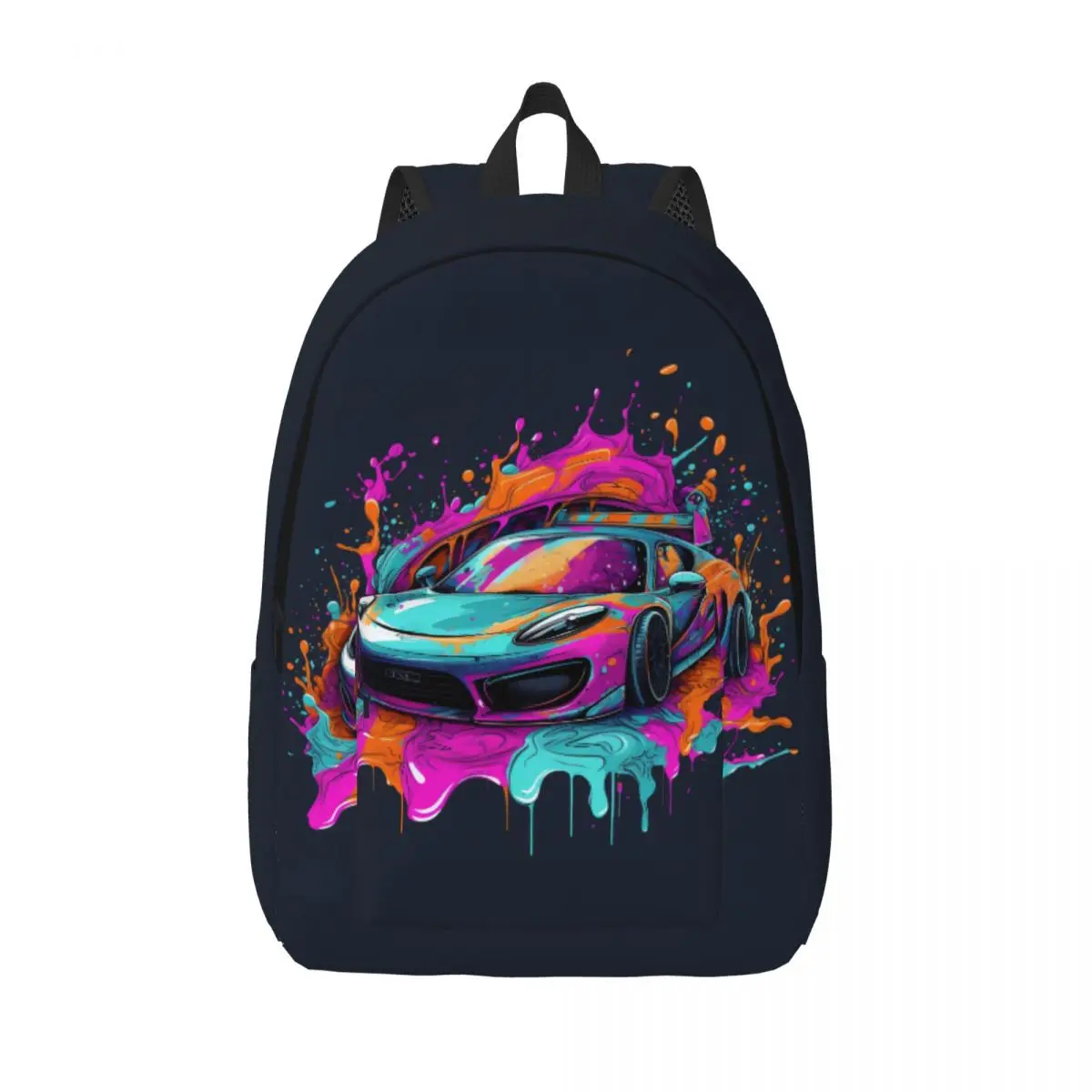 

Sports Car Canvas Backpacks Psychadelic Grafitti Durable Streetwear Backpack Workout Bags