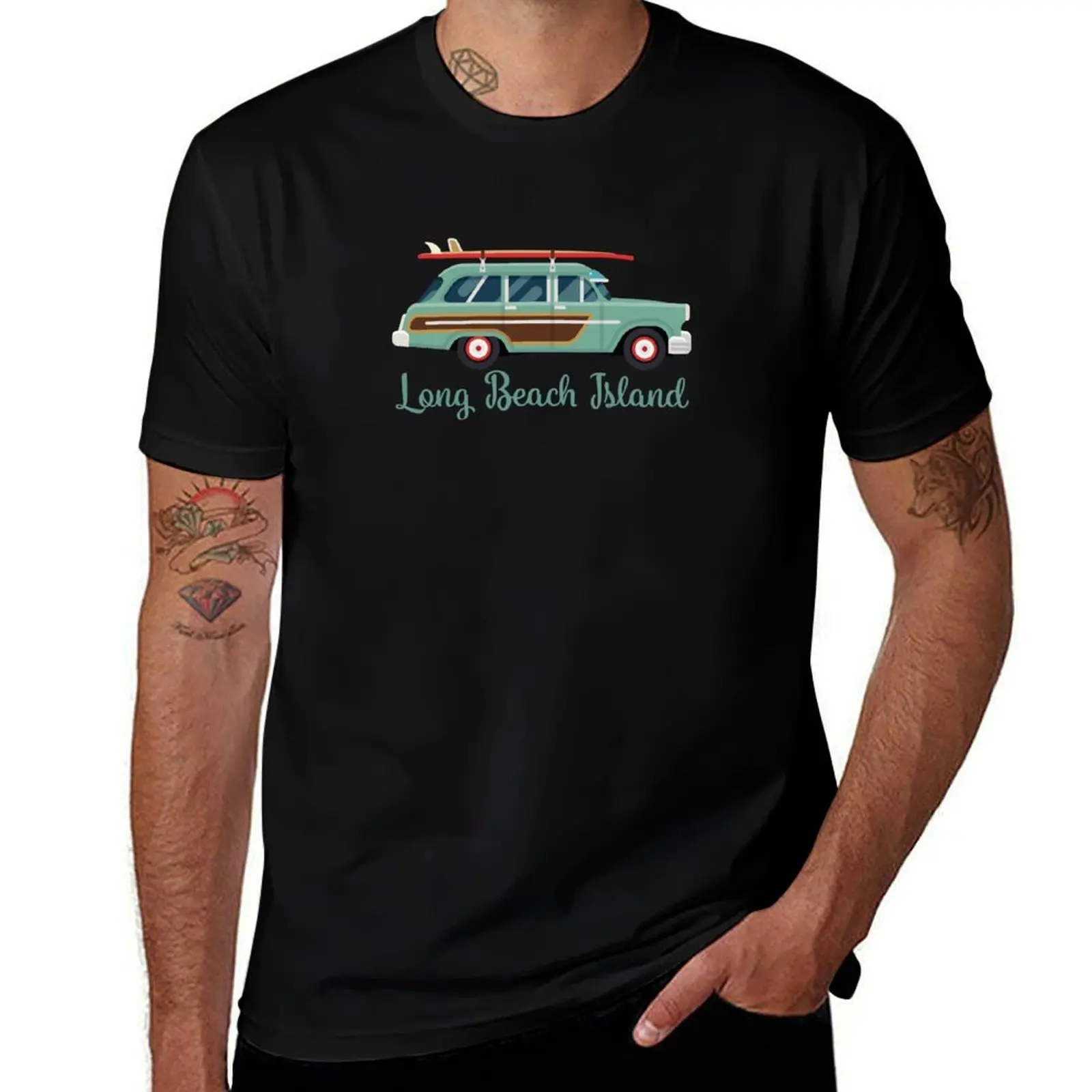 Фото Футболка Long Beach Island LBI New Jersey Retro Surf Wagon, мужская футболка, роскошная футболка №1