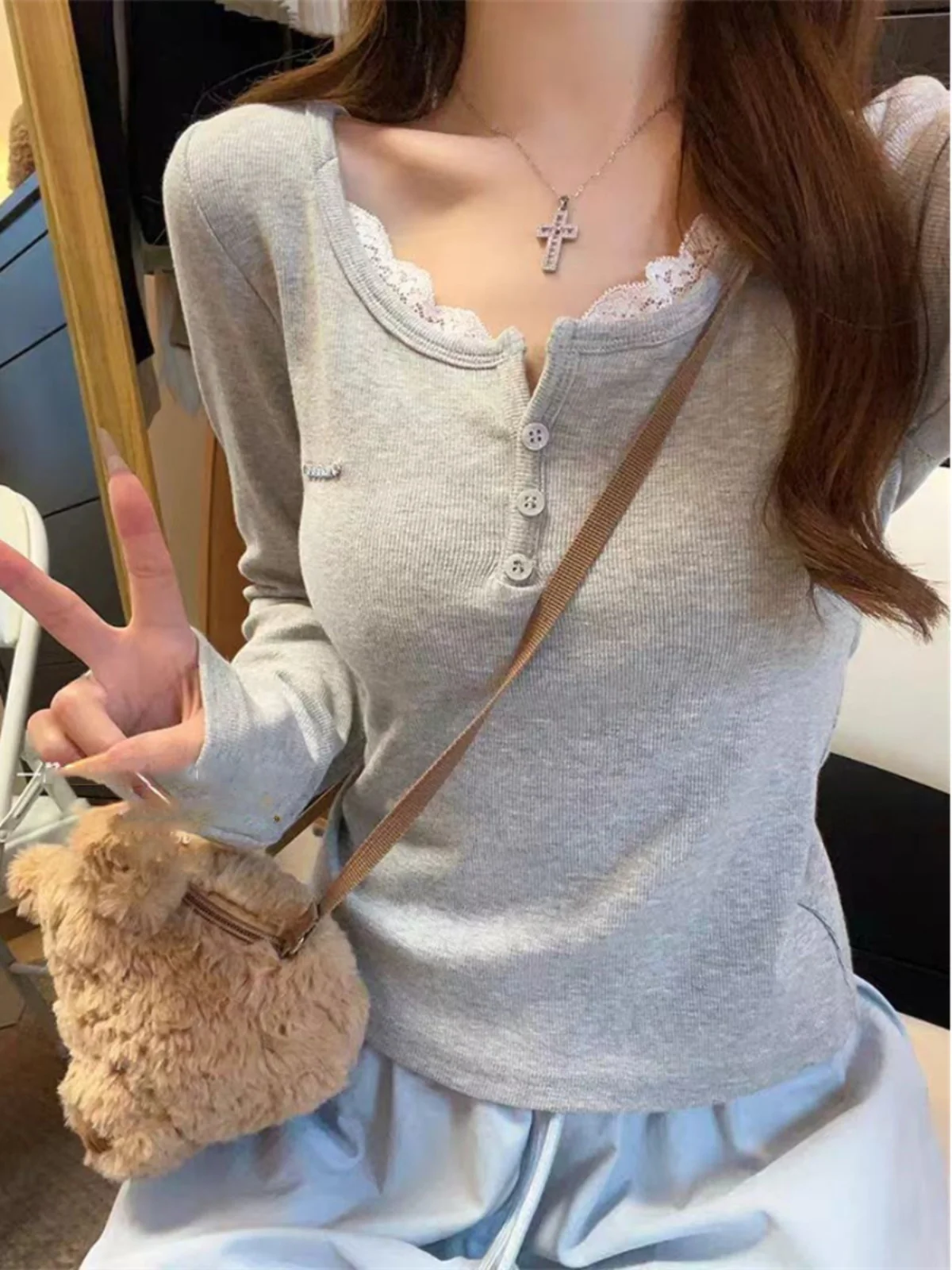 Гуанчжоу 3 Th Line горячая распродажа ~ кружевная лоскутная утолщенная рубашка с