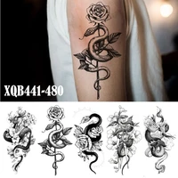waterproof tattoo stickers black flying dragon snake animal lion king wolf tide cool domineering arm tatto stickers fake tattoo