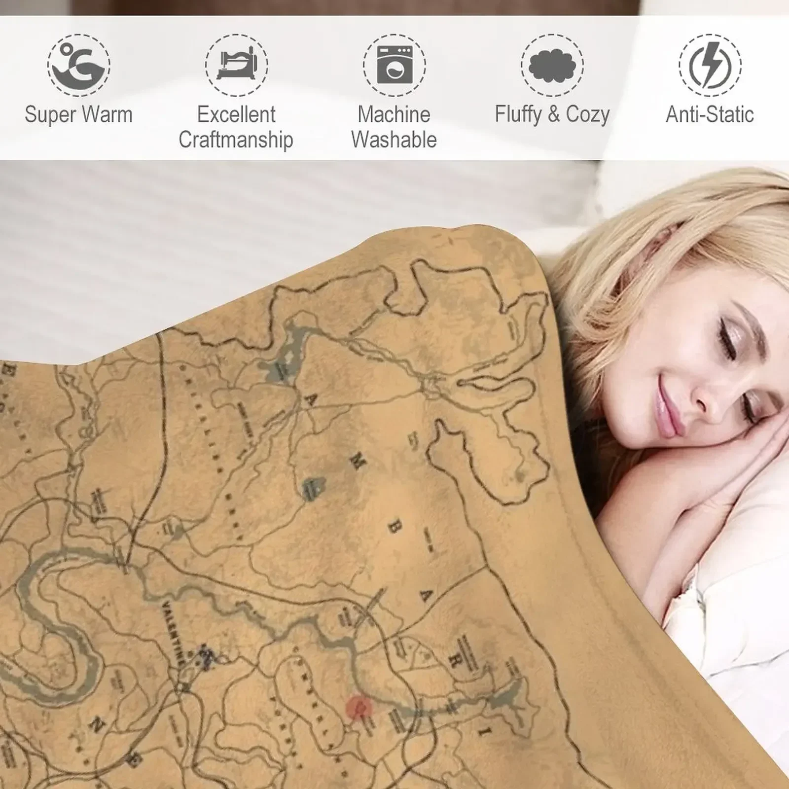 Плакат с картой Red Dead Redemption 2 одеяло RDR2 термобелье роскошные дизайнерские модные