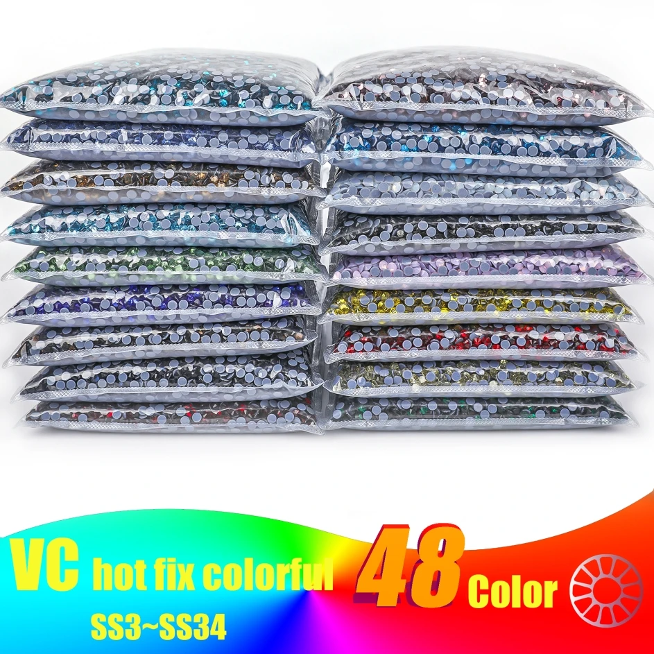 

2880Pcs/Bulk Bag 6.4-6.4mm SS30 Wholesale High Quality Better DMC Hotfix Rhinestones 41 Colors Crystal Hot Fix Rhinestone F0252