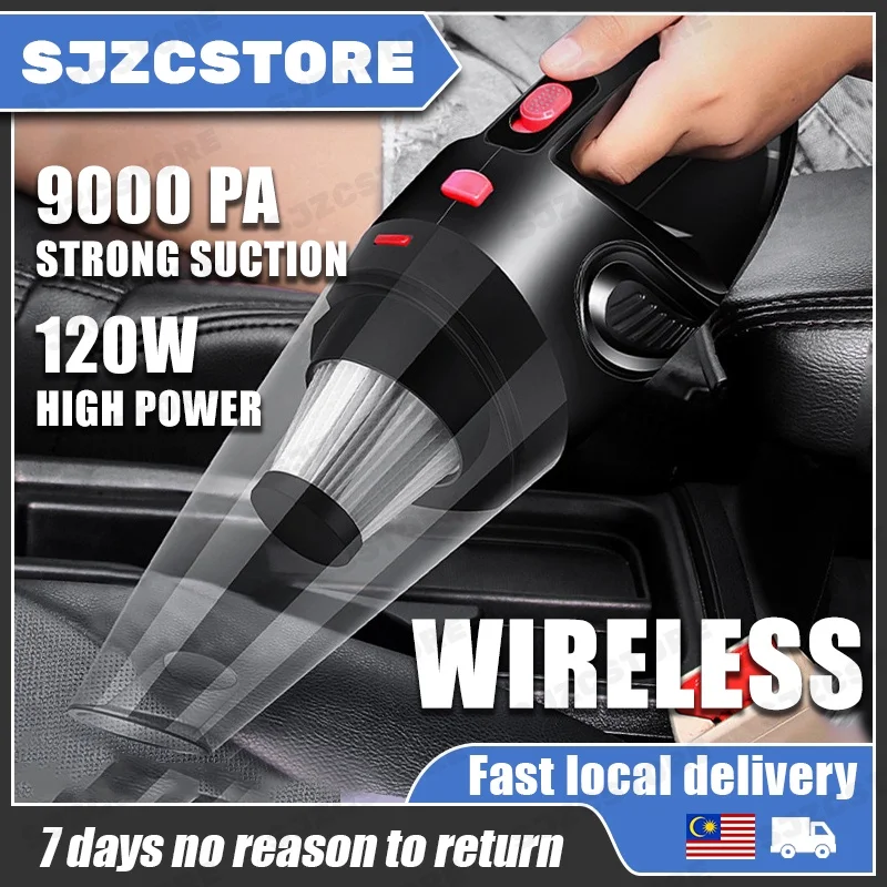 

9000PA Car Vacuum Cleaner Cordless Handheld Portable Mini Wet Dry Dual Use For Car Interior 120W