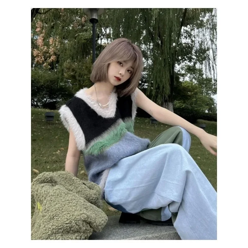 Женский свитер-жилет с V-образным вырезом Осень-зима