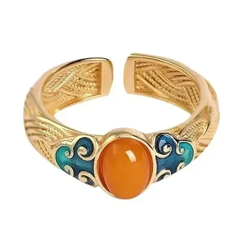 MOONBIFFY Ретро кольцо из нержавеющей стали золотого цвета