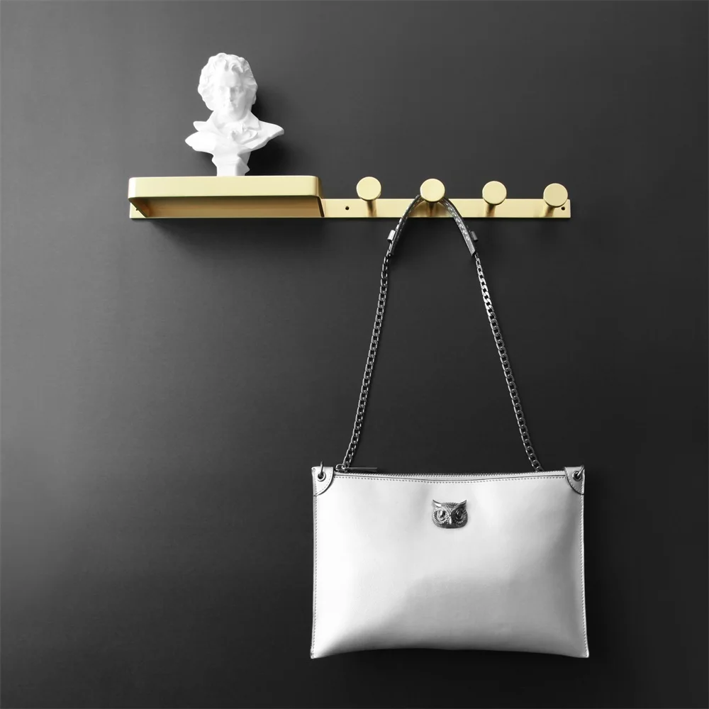 

MAXERYSolid Brass Hooks Coat Towel Hanger Wall Mounted Coat Hooks with Rack