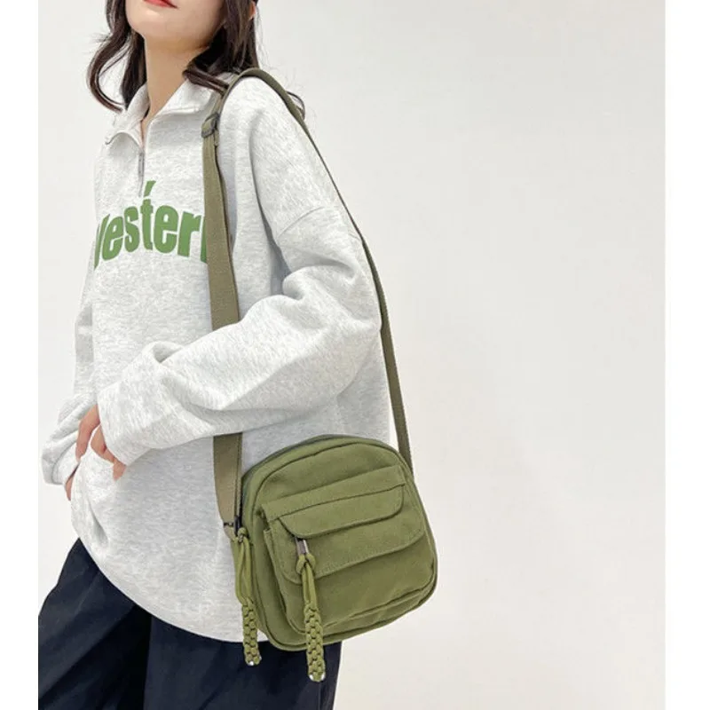 Уличная мода однотонная холщовая женская сумка Sen System Студенческая Повседневная