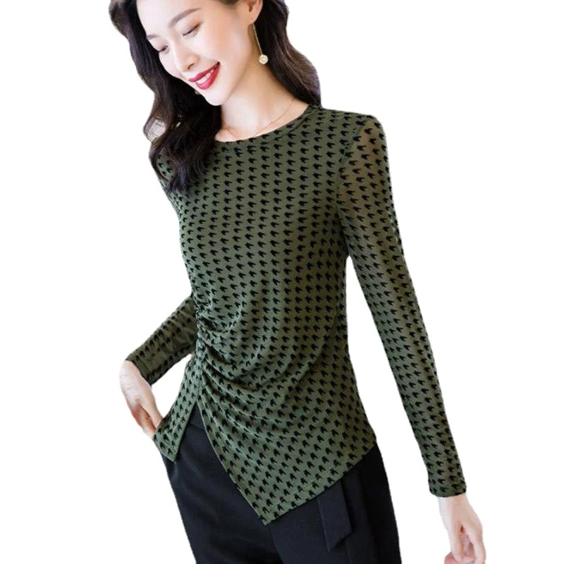 

Mesh Long Sleeve T-shirt Women's Inner Layer Thickened Slim Bottomed Shirt