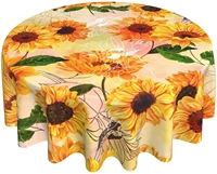 sunflower tablecloth fall round tablecloth 60 inch waterproof dining table cover durable table cloth for kitchen dining room