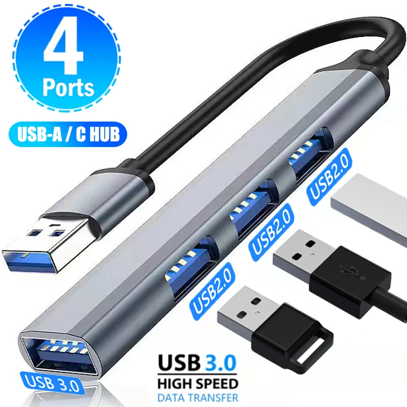 

USB Splitter 4 Port Multiple Expander Docking Stations USB 3.0 USB 2.0 Type C Hub OTG Adapter for Laptop PC Keyboard Mouse