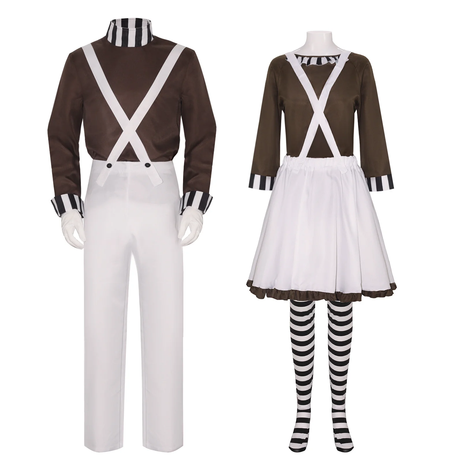 Oompa Loompa Косплей Костюм Шоколадная Фабрика Рабочая Униформа Топ Комбинезоны для