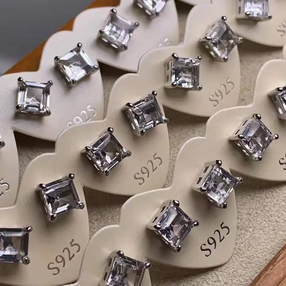 

5pairs natural white quartz white copper stud earrings wholesale