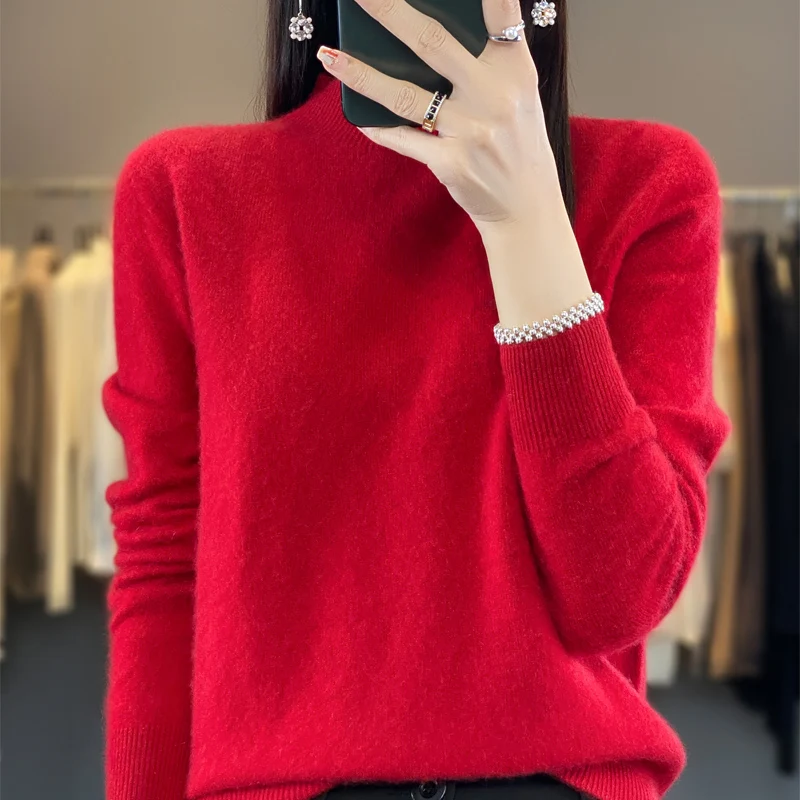 

100% мериносовая шерсть кашемировый свитер женский вязаный свитер водолазка пуловеры с длинным рукавом Осенняя Зимняя одежда Теплый джемпер Топы