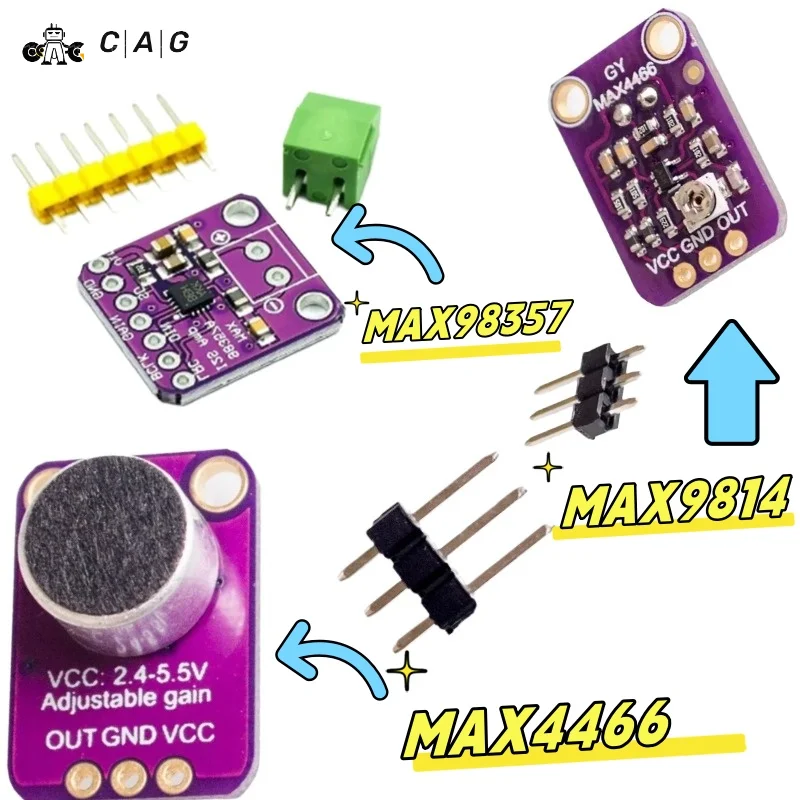 Микрофонный усилитель MAX98357 MAX4466 MAX9814 стабильный аудио с поддержкой ESP32 Raspberry pi