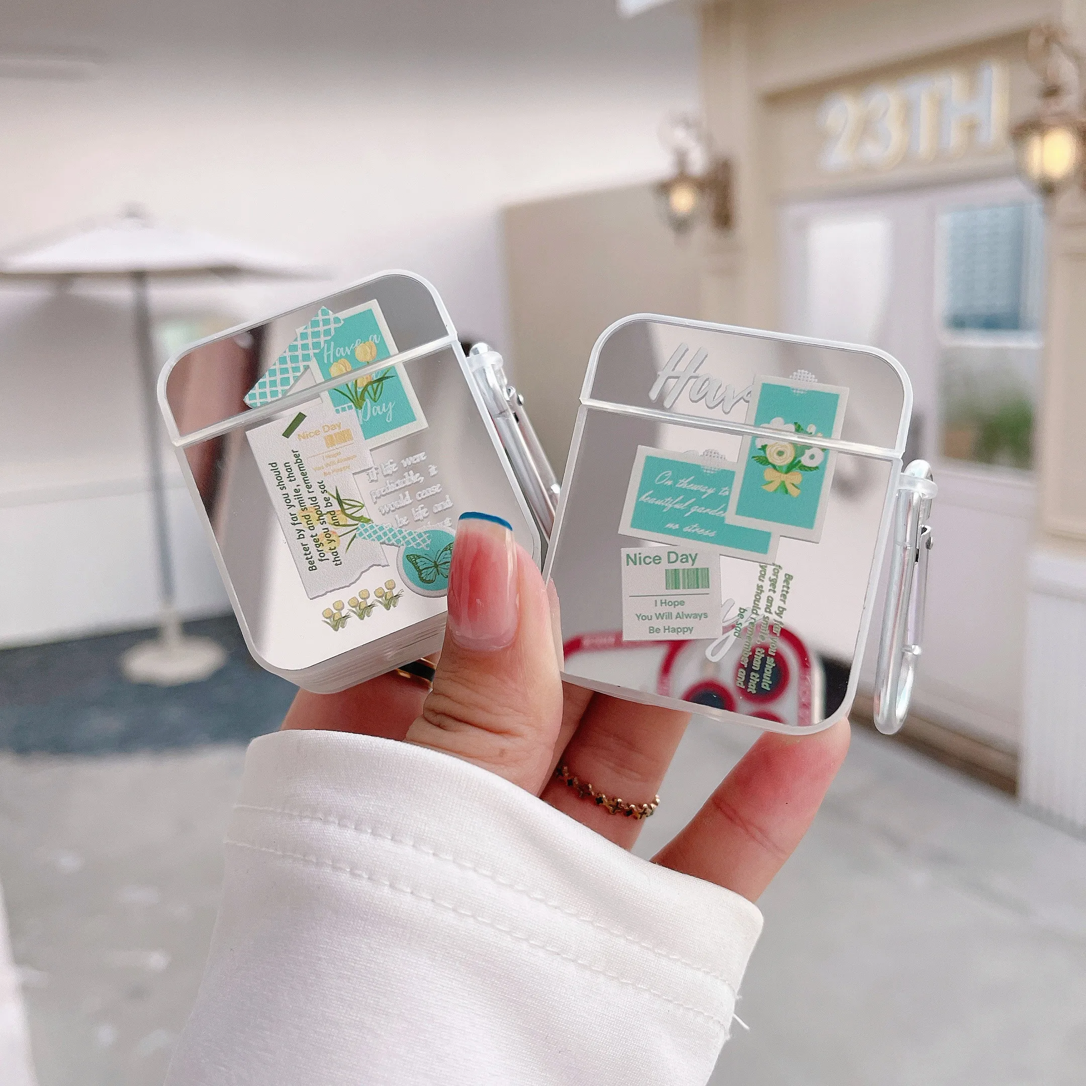 

3D модный зеркальный чехол с цветочной этикеткой для Airpods 1 2 3 Pro беспроводной Bluetooth-наушник ТПУ INS трендовый креативный чехол