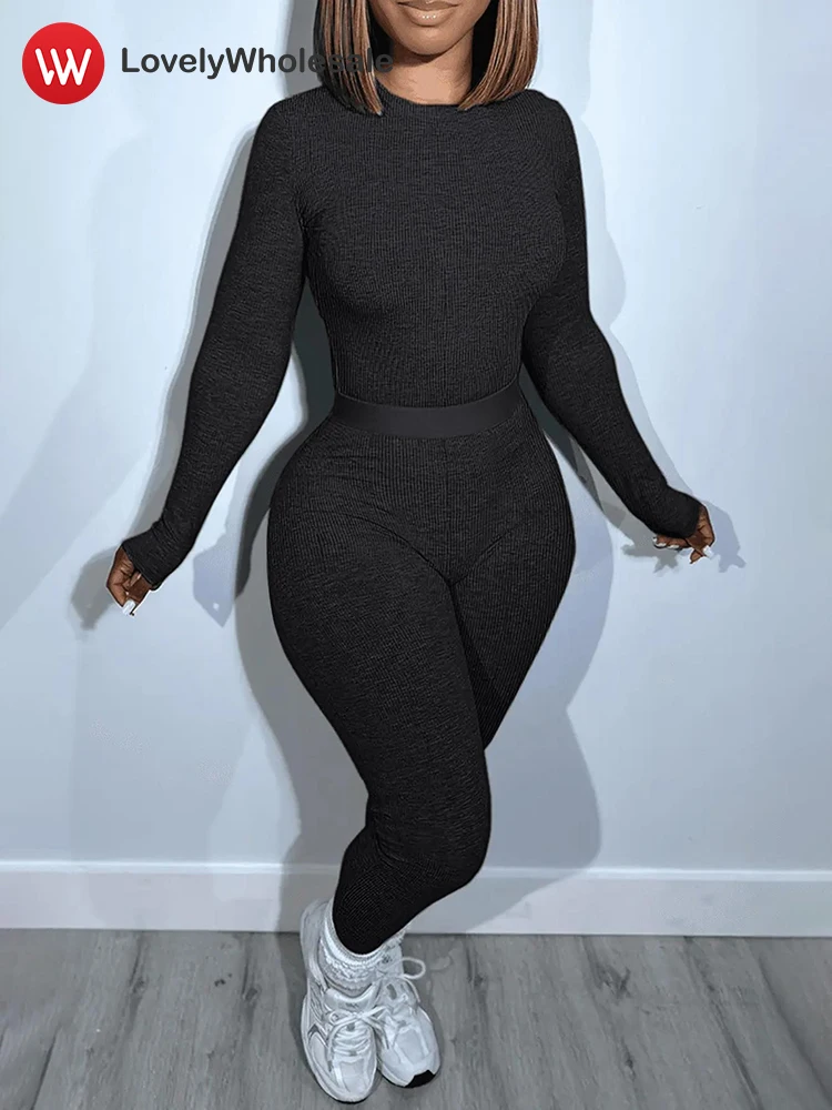 Комплекты брюк LW для женщин состоящие из 2 предметов осень-зима тонкие топы с