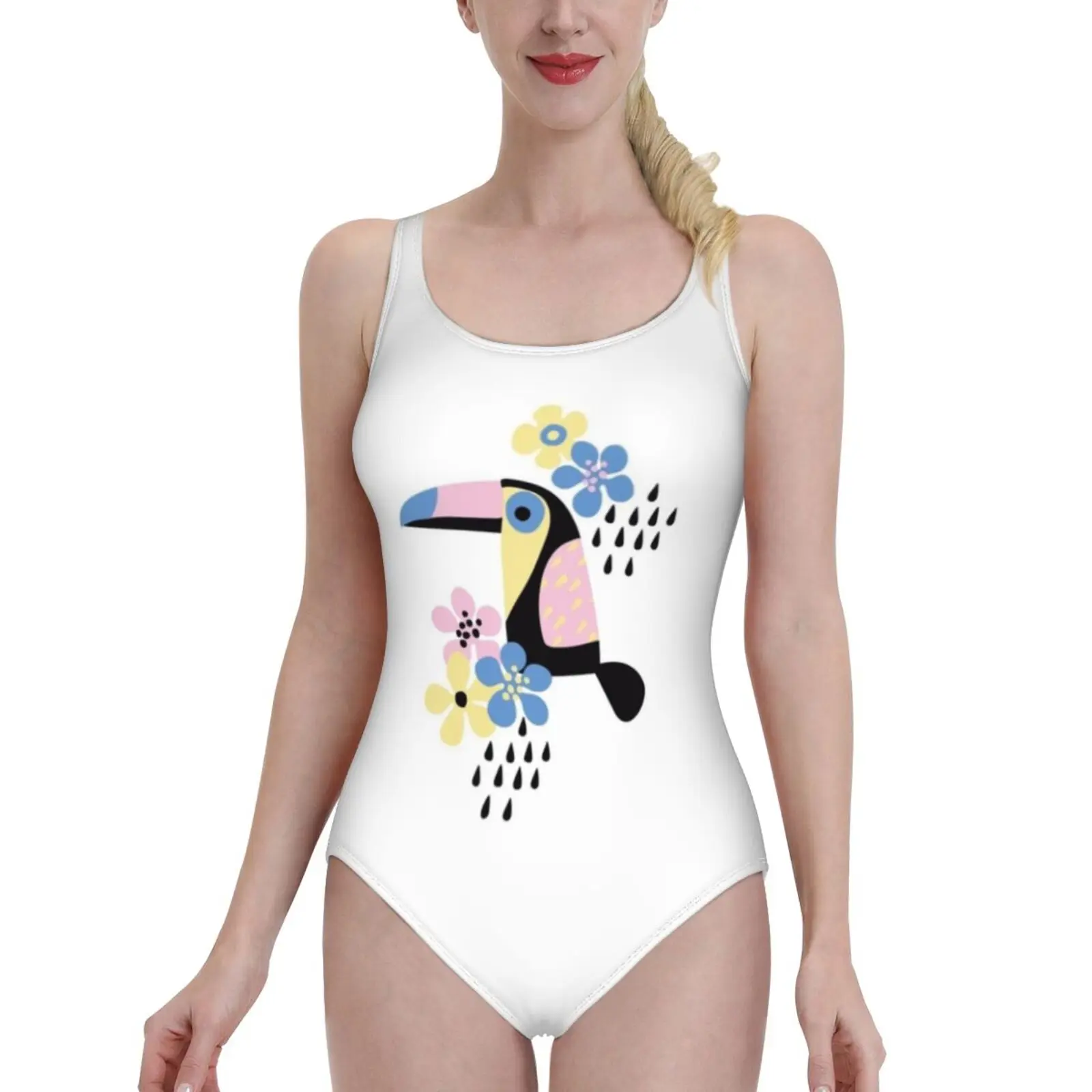 

Тропический летний Боди, Цельный купальник для женщин, новый женский пляжный купальник, купальный костюм, пляжная одежда, Тропическая Птица, Цветочный купальник