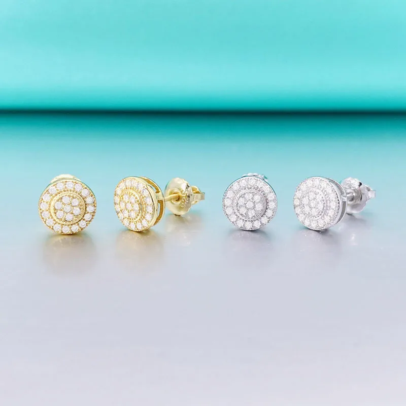 

NeeTim Real Moissanite Stud Earrings for Women Men Solid 925 Sterling Silver Round Diamond Fashion Hip Hop Earrings Fine Jewelry