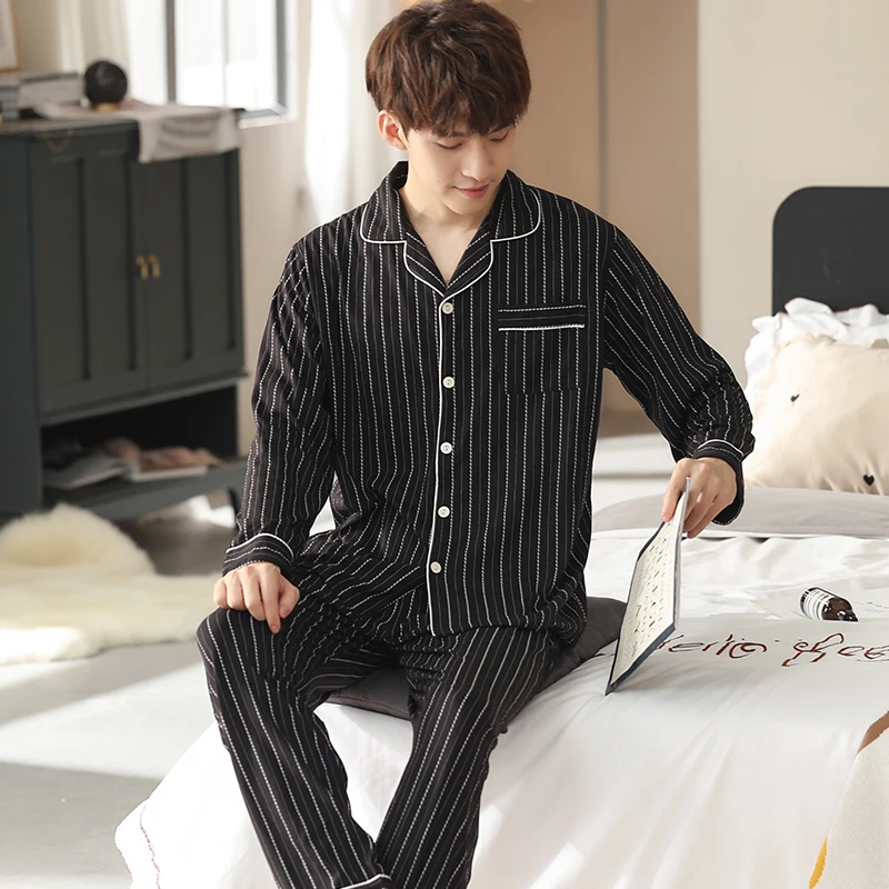 Пижама мужская из чистого хлопка комплект 2 предметов одежда для сна отдыха